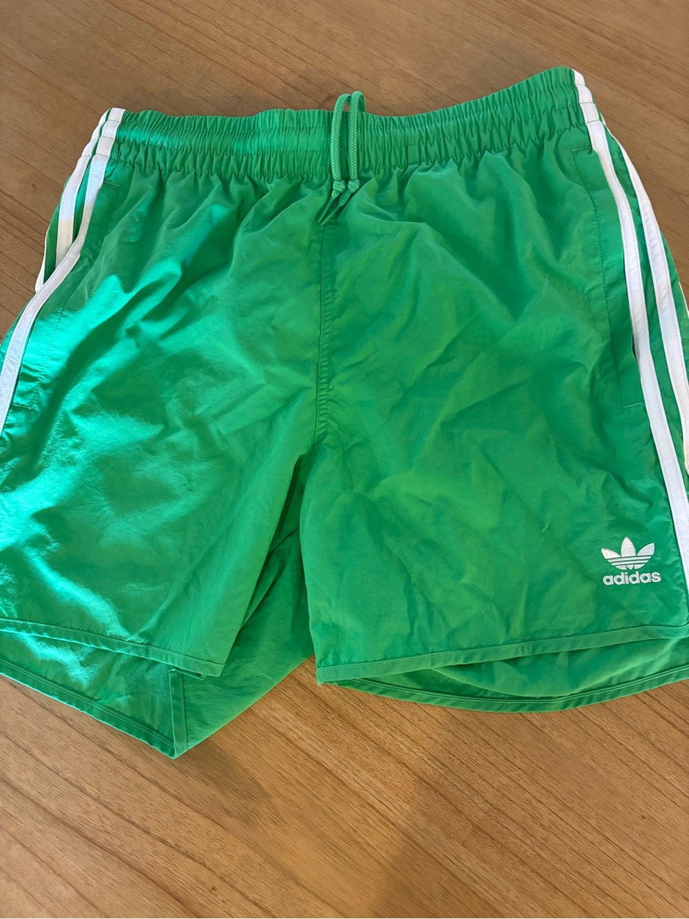adidas Green Athletic Shorts with White 3-Stripes